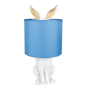 Bílá stolní lampa králík s modrým stínidlem Rabbi - Ø 20*43 cm E27/max 1*60W 6LMC0013WBL