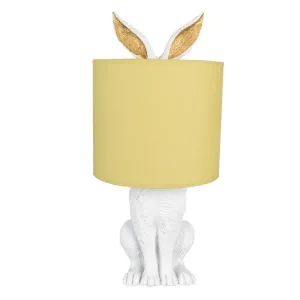 Bílá stolní lampa králík se žlutým stínidlem Rabbi - Ø 20*43 cm E27/max 1*60W 6LMC0013WY