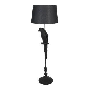 Černá stojací lampa s dekorací papouška – Ø 40*121 cm E27 /max 1*60W 5LMC0007