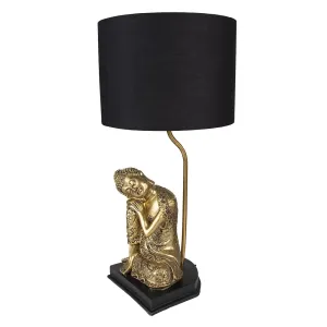Černo-zlatá stolní lampa Buddha gold - Ø 26*54 cm E27/max 1*60W 6LMC0062