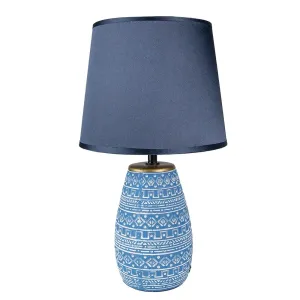 Modrá stolní lampa s keramickou základnou Etnie - Ø 20*35 cm E27/max 1*60W 6LMC0072