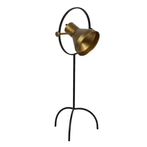 Stojací černá lampa na trojnožce se zlatým stínidlem Sofronia - 33*31*79 cm 5LMP629