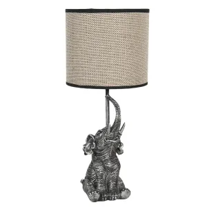 Stolní lampa s hnědým stínidlem a dekorací slona – Ø 20*45 cm / E27 6LMC0030