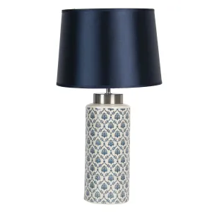 Stolní lampa s keramickou základnou a tmavě modrým stínidlem Oignons – Ø 28*50 cm E27/max 1*60W 6LMC0023