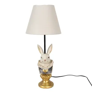 Stolní lampa s králíkem a béžovým stínidlem Rabbie - Ø 23*53 cm 6LMC0056