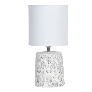 Stolní lampa s listy a bílým stínidlem - Ø  15*31 cm E14/max 1*40W 6LMC0017