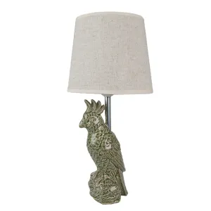 Stolní lampa s papouškem a béžovým stínidlem Parrot - Ø 18*38 cm E27/max 1*60W 6LMC0074