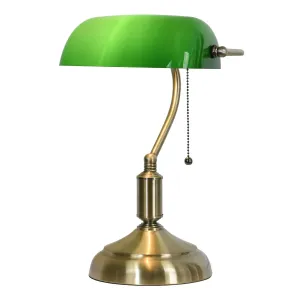Stolní lampa se zeleným skleněným stínidlem GreenBank - 27*17*41 cm E27/max 1*60W 5LL-5104
