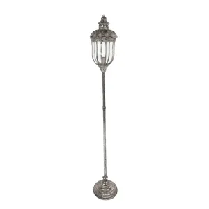 Stříbrná antik kovová stojací lampa Gildo - Ø 21*140 cm E14/Max 1*60W 5LMP662