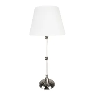 Stříbrná stolní lampa s bílým stínidlem - Ø 18*44 cm E27/max 1*60W 6LMC0068