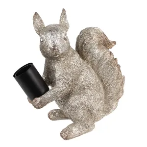 Stříbrná stolní lampa veverka Squirrel - 24*12*25 cm E27/max 1*60W 6LMP770