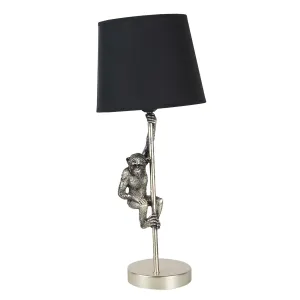 Stříbrno černá stolní lampa s opicí - Ø 20*49 cm E27 6LMC0049