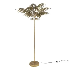 Zlatá antik stojací lampa ve tvaru palmy Pivon - Ø 107*193 cm E27/max 3*60W 5LMP656