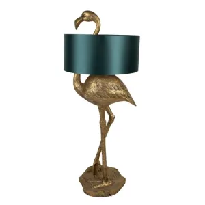 Zlatá stojací lampa Flamingo se zeleným stínidlem - 55*40*142 cm E27/max 1*60W 5LMC0021
