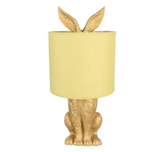 Zlatá stolní lampa králík se žlutým stínidlem Rabbi – Ø20*43 cm E27/max 1*60W 6LMC0013GOY