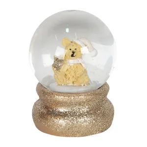 Malé zlaté sněžítko s flitry a medvídkem – Ø 4*5 cm 64574