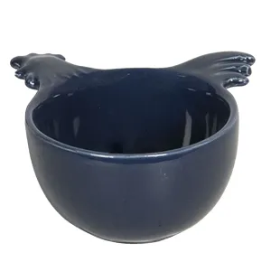 Modrá keramická miska s kohoutkem - 9*9*5 cm 6CE1146