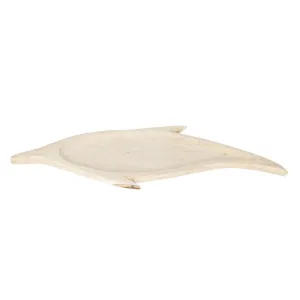 Světle hnědý dřevěný tácek ve tvaru delfína - 65*36*3 cm 6H1754