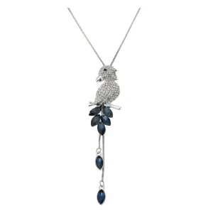 Stříbrný náhrdelník s papouškem a kamínky MLNC0187