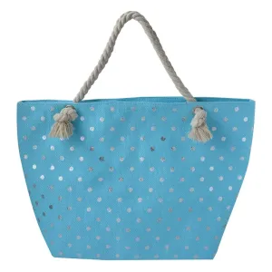 Modrá plážová taška se stříbrnými puntíky Dotta - 56*7*37 cm JZBG0268