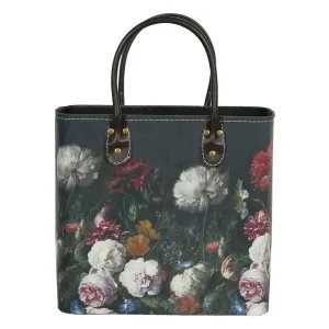 Tmavě tyrkysová květovaná taška Colette - 28*14*28/39 cm BAG321