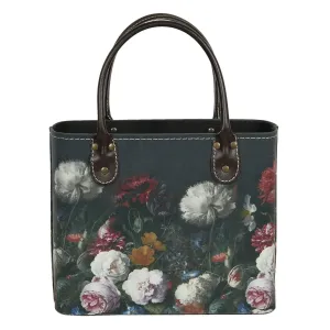 Tmavě tyrkysová květovaná vintage taška Colette - 26*12*26/35 cm BAG322