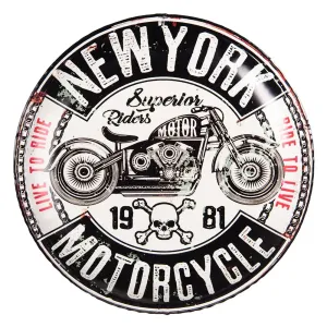 Nástěnná kovová cedule na zeď New York Motorcycle - Ø 35*2 cm 6Y5011