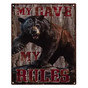 Nástěnná kovová deska s medvědem My Rules - 25*20 cm 6Y4368