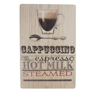 Nástěnná plechová cedule Cappuccino - 20*30 cm 6Y3530