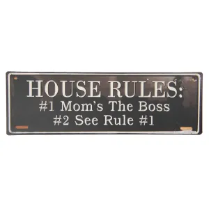 Nástěnná plechová cedule House rules - 39*13 cm 6Y3957