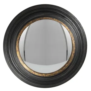 Nástěnné zrcadlo s černým rámem se zlatou linkou Beneoit – Ø 38 cm 62S202