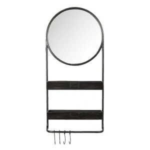 Nástěnné zrcadlo s poličkami a háčky Sidonie - 38*12*89 cm 52S194