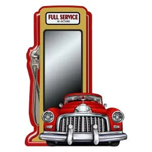 Nástěnné zrcadlo v červeném kovovém rámu Full Service - 49*4*67 cm 52S277