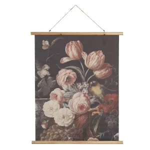 Nástěnný plakát s malbou květin, ovoce a zvěře - 80*2*100 cm 5WK0037