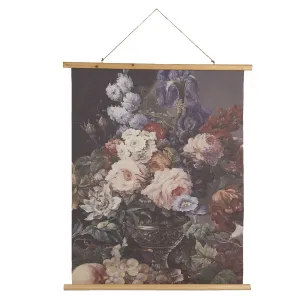 Nástěnný plakát zobracující malbu zátiší květin a ovoce - 80*2*100 cm 5WK0039