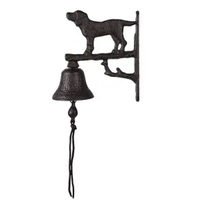 Černo hnědý litinový nástěnný zvonek s pejskem - 8*15*20 cm 6Y4570