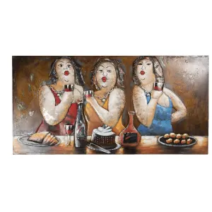 Nástěnná malba tří kyprých hodujících žen - 140*8*70 cm 5WA0173