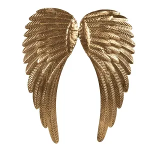 Zlatá antik nástěnná dekorace andělská křídla Angel Wings - 43*1*55 cm 6Y5465
