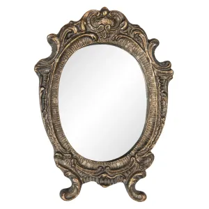 Oválné zrcadlo ve zlatém rámu ve vintage stylu s patinou - 9*1*12 cm 62S178