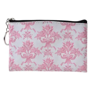 Bílo - růžová peněženka/ taštička s kyticemi Pouquet - 10*15 cm JZPU0003-04