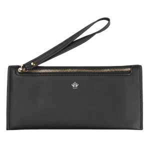 Černá koženková peněženka Aida s poutkem - 21*10 cm JZWA0118Z
