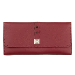 Červená peněženka Flower se stříbrným zapínáním - 19*9 cm JZWA0115R