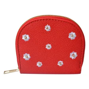 Malá červená peněženka s kytičkami - 12*9 cm JZWA0177R