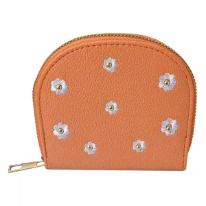 Malá oranžová peněženka s kytičkami - 12*9 cm JZWA0177CH