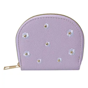 Malá světle fialová peněženka s kytičkami - 12*9 cm JZWA0177P