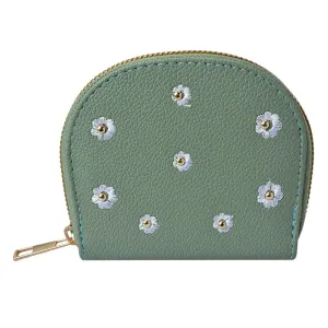 Malá zelená peněženka s kytičkami - 12*9 cm JZWA0177GR