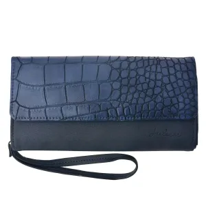 Modrá peněženka s poutkem a imitací hadí kůže - 20*10.5 cm JZWA0049BL