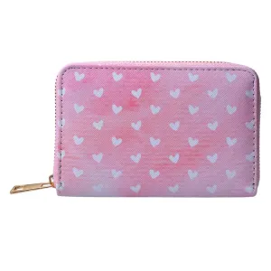 Růžová peněženka s bílými srdíčky Heart - 10*15 cm JZPU0010-02