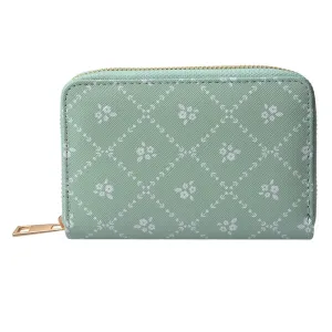 Zelená peněženka s bílými kytičkami - 10*15 cm JZPU0005-02