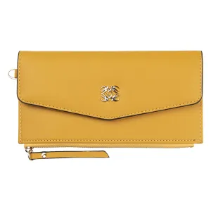 Žlutá koženková peněženka Clara se zlatou ozdobou - 20*10 cm JZWA0119Y